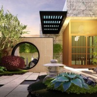 眉山雅安乐山别墅私家花园设计装修公司//现代新中式庭院