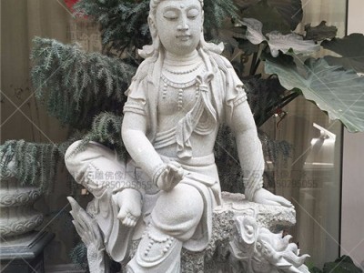 湖北广化寺观音石雕像 青石托钵小和尚可来图定做
