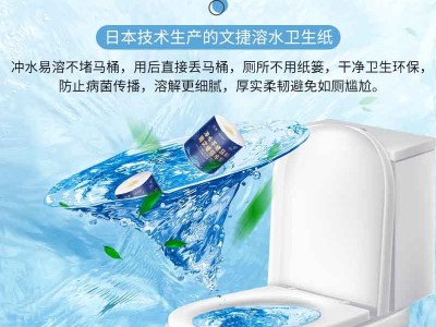 江苏文捷纸卫生纸厕纸卷筒纸溶水纸冲水纸有芯纸2提图4