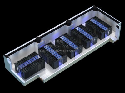 北京三维机房动环效果图制作|银行IDC机房建设网络设备俯视图图3