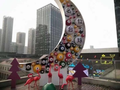 上海球厅外月亮球宣传牌 灯光台球雕塑摆件图2