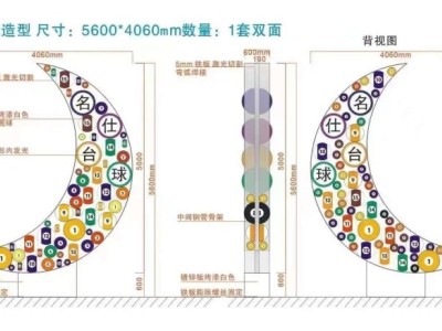 上海球厅外月亮球宣传牌 灯光台球雕塑摆件图3