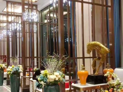 不锈钢异形装饰屏风酒店大堂屏风玫瑰金定制图3