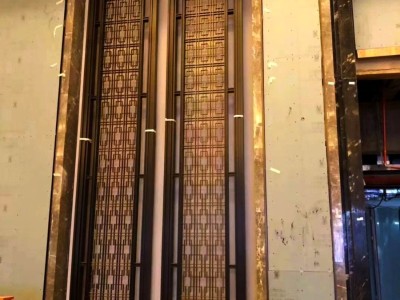 不锈钢异形装饰屏风酒店大堂屏风玫瑰金定制图2
