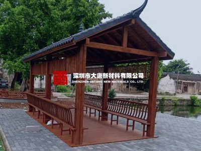 东城街道橙色装饰树脂瓦_3.0仿古景观瓦_亭子走廊瓦图2